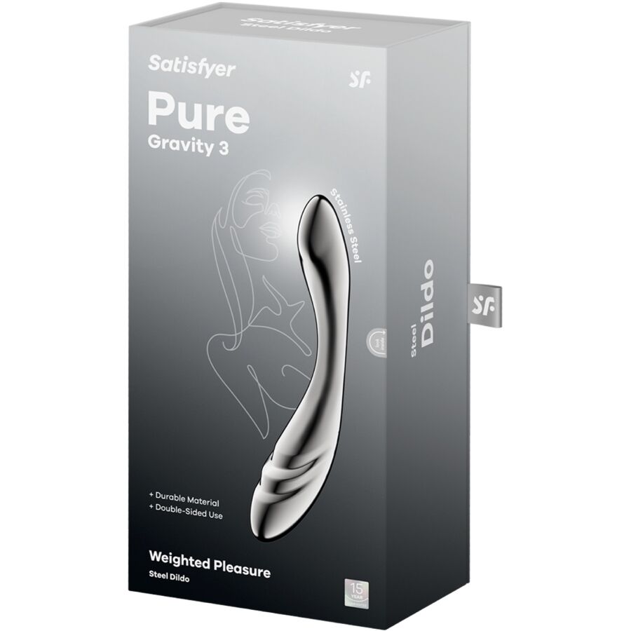 Satisfyer - dildo a doppia estremità in acciaio inox pure gravity 3