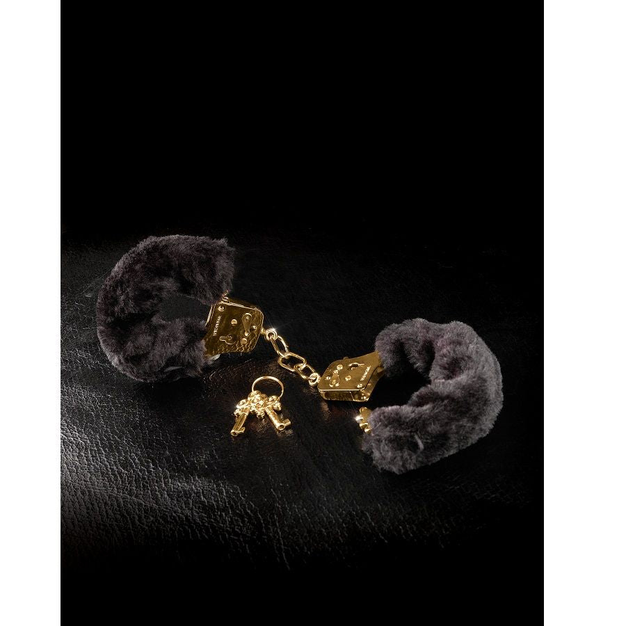 Poignets de fétichisme fantaisie or de luxe en fourrure