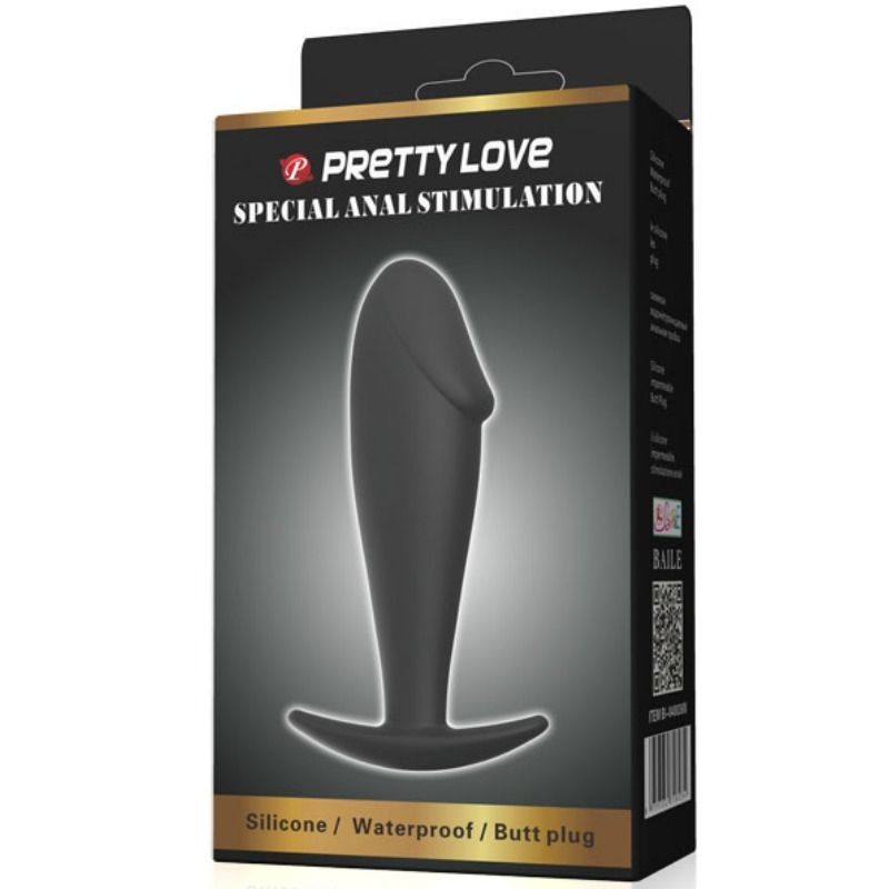 Joli plug anal en silicone en forme de pénis - noir