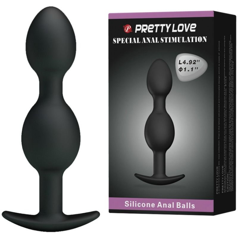 Jolies boules anales en silicone noir de 12,5 cm