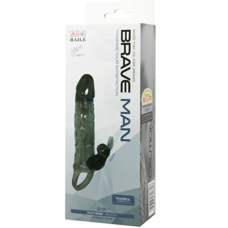 Brave man funda realistica pene con rabbit 16.5 cm negro