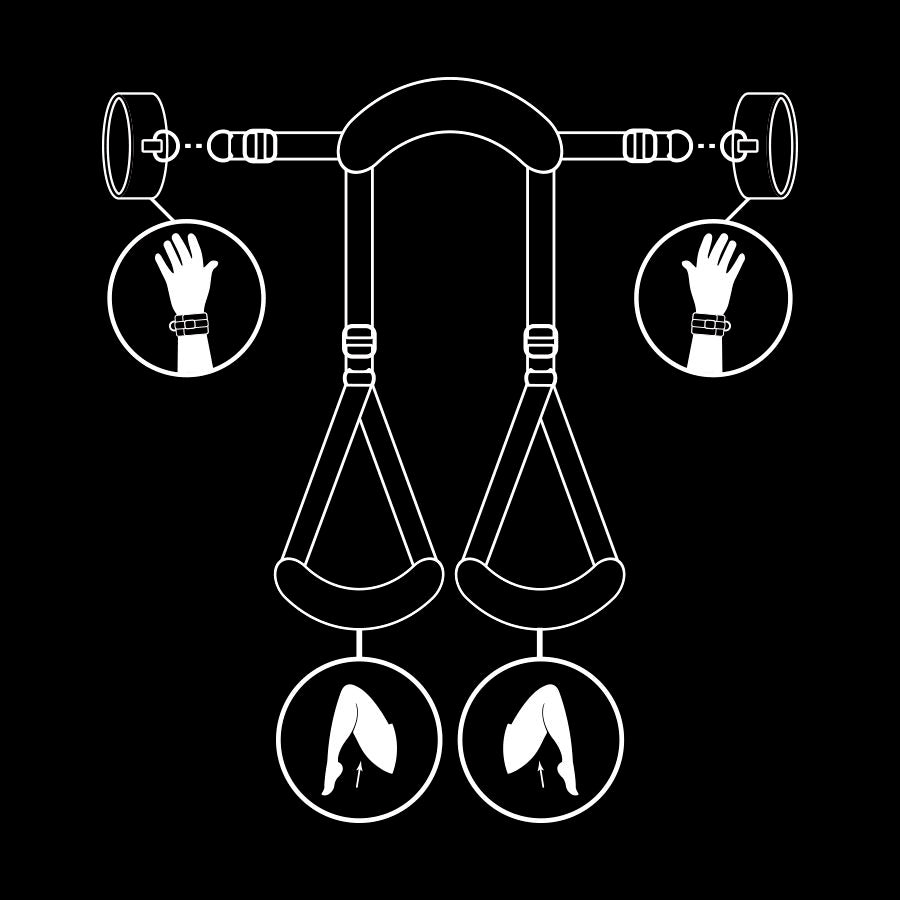 Attrezzature e corde Fetish submissive con polsiere, collare e cintura per le gambe