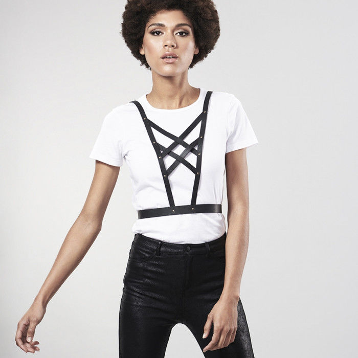 Imbracatura bijoux indiscrets maze cross scissione nera