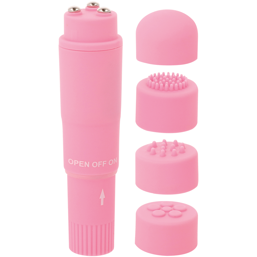 Vibromasseur - Glossy Pocket Kurt rose têtes interchangeables