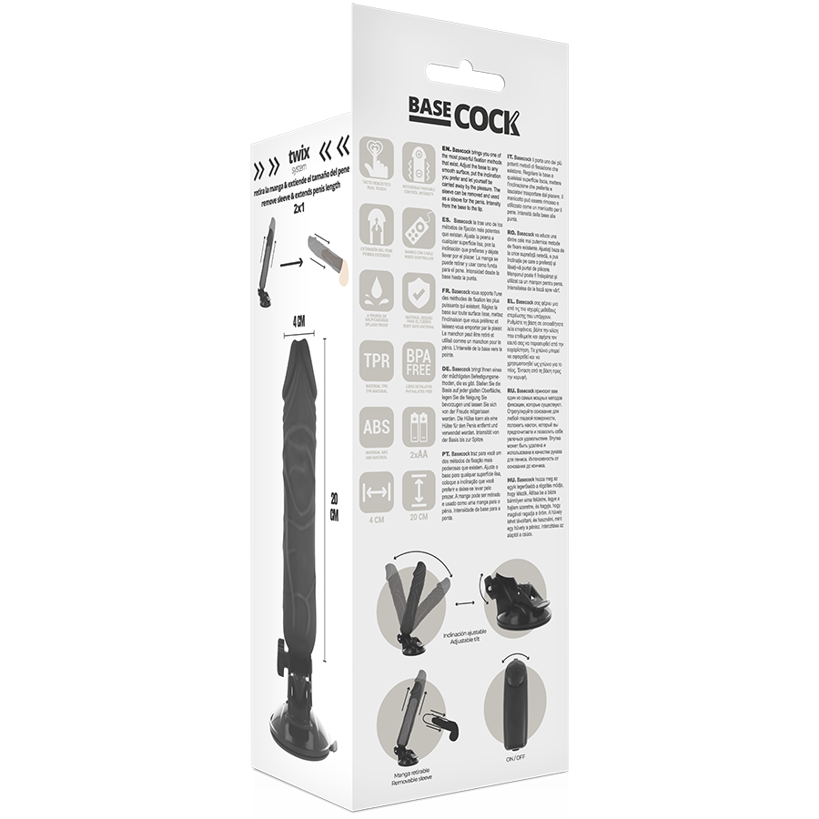 Base vibratore realistico telecomando nero 20cm