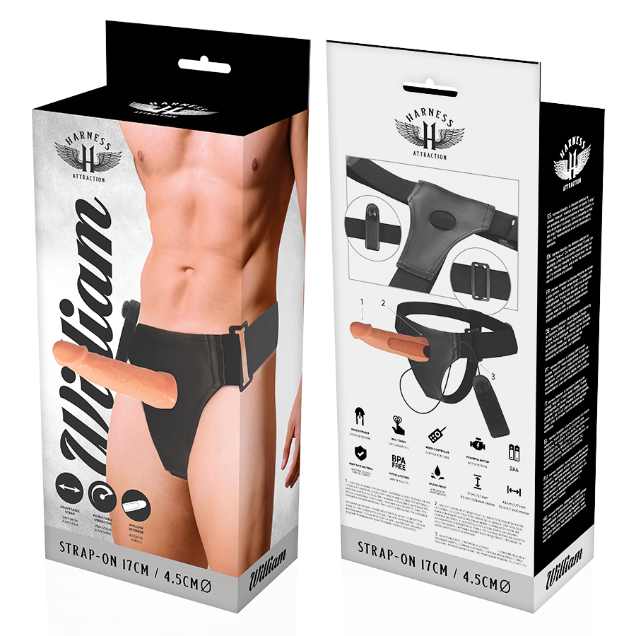 Strap-on dildo Harness attraction William con vibrazione 17 cm