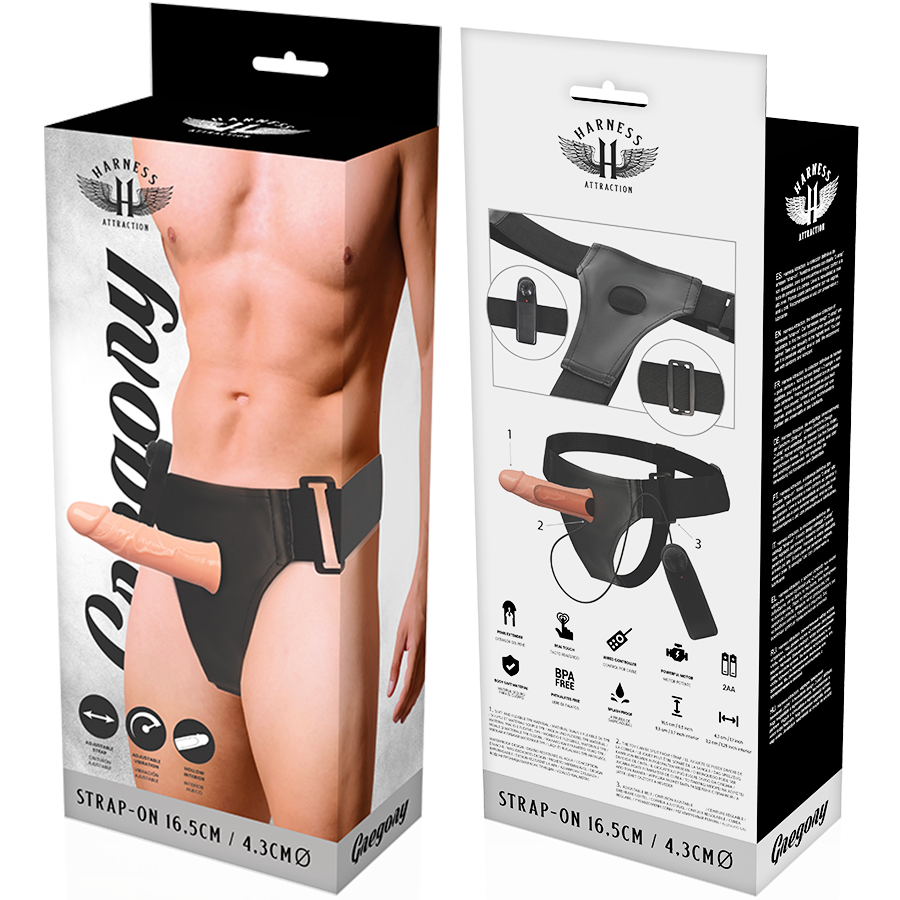 Harnais dildo strap-on vibrant Gregory 16,5 cm