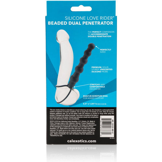 Double sextoy perlé en Calex noir