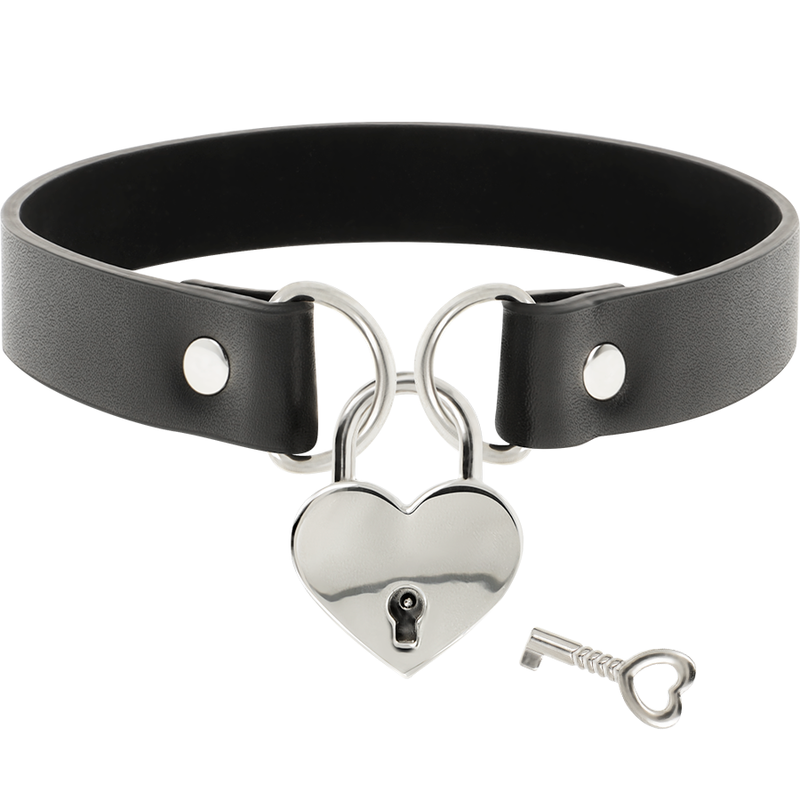 Coquette collar cuero vegano accesorio corazÓn con llave
