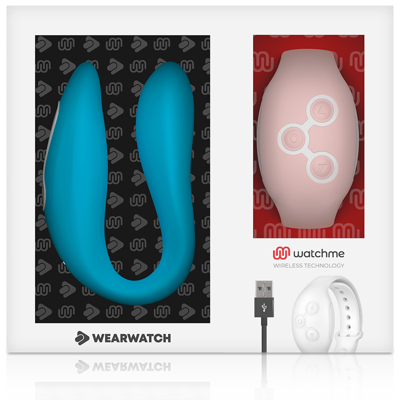 Vibreur télécommandé Wearwatch double plaisir sans fil technologie watchme bleu ciel et rose