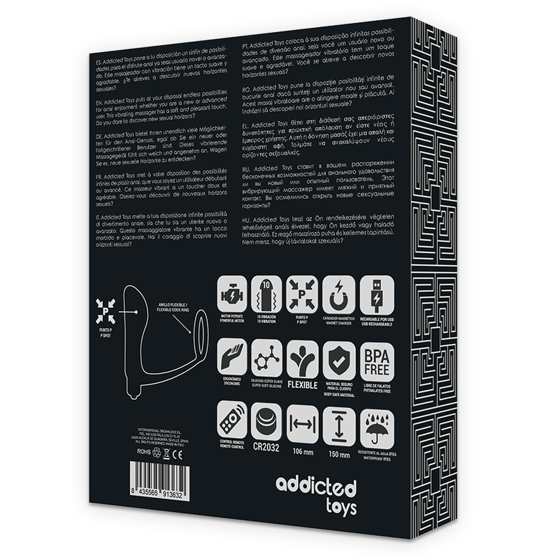 Anneau pénien avec télécommande addicted toys plug anal noir rechargeable
