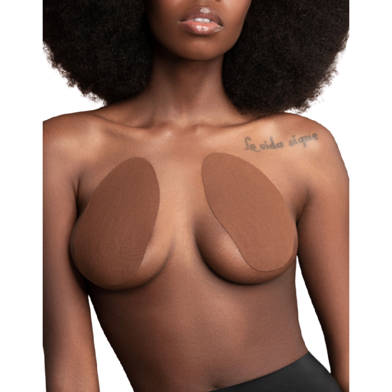 Sottopiede alza seno reggiseno bye + 3 coppia copri copri nippli in raso - marrone scuro misura fh