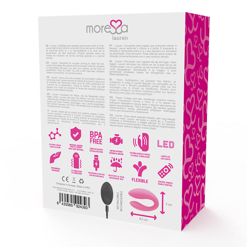 Vibratore telecomandato Moressa lauren con telecomando rosa