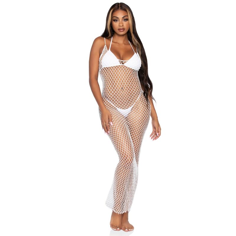 Abito maxi leg avenue in twist net taglia unica bianco
