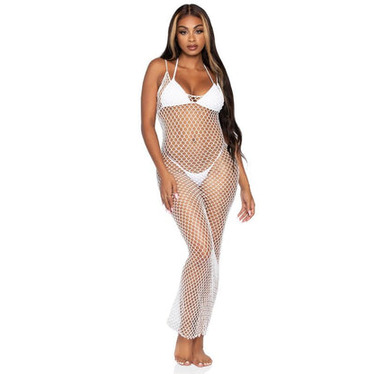 Abito maxi leg avenue in twist net taglia unica bianco