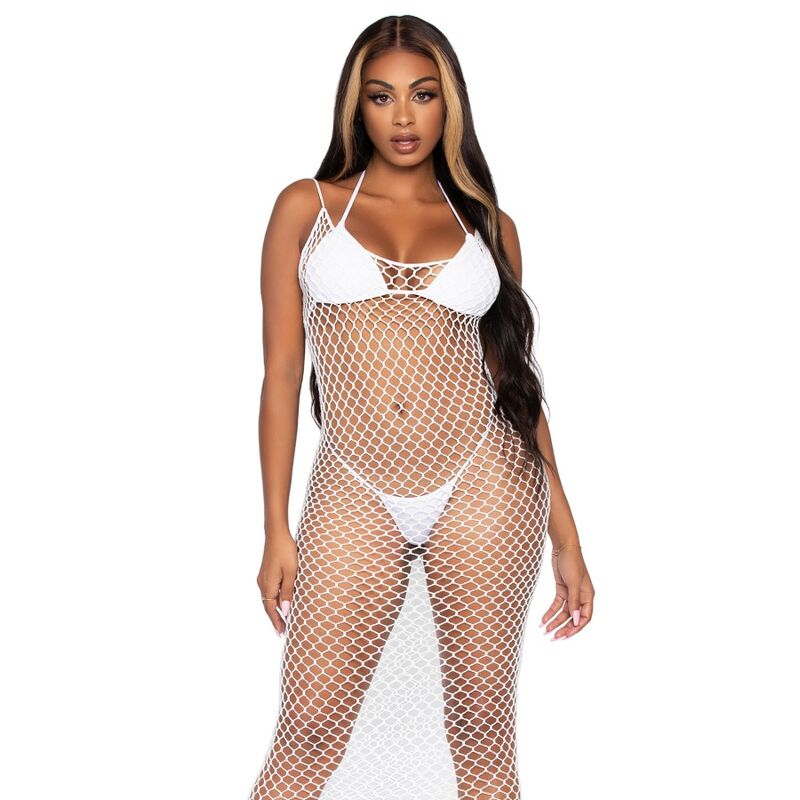 Abito maxi leg avenue in twist net taglia unica bianco