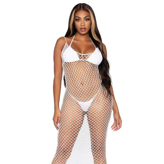 Abito maxi leg avenue in twist net taglia unica bianco