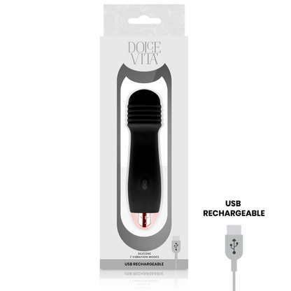 Vibratore ricaricabile dolce vita tre nero a 7 velocità