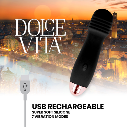 Vibratore ricaricabile dolce vita tre nero a 7 velocità