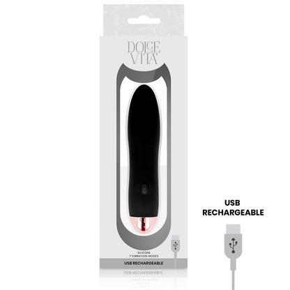 Vibratore ricaricabile dolce vita quattro nero a 7 velocità