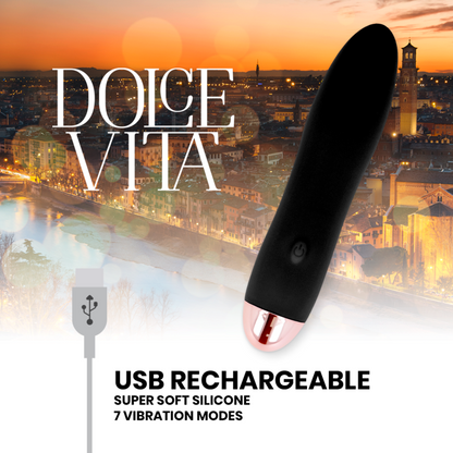 Vibratore ricaricabile dolce vita quattro nero a 7 velocità