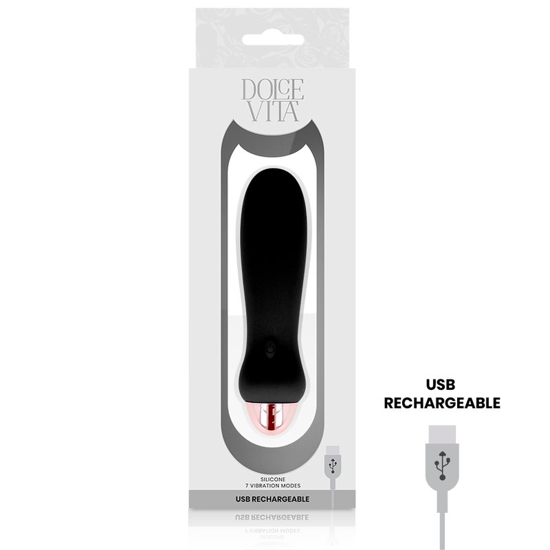 Vibratore ricaricabile dolce vita cinque nero a 7 velocità