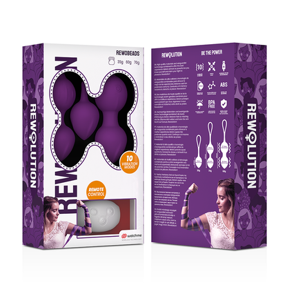 Palline vaginali Rewolution rewobeads vibranti con telecomando e tecnologia watchme Viola