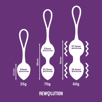 Palline vaginali Rewolution rewobeads vibranti con telecomando e tecnologia watchme Viola