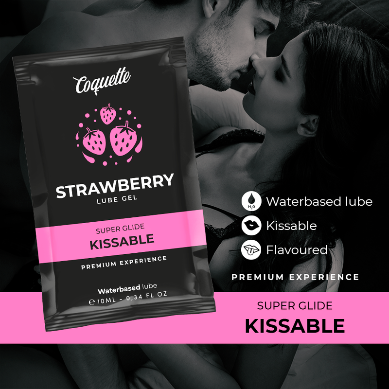 Gel lubrificante alla fragola baciabile all''acqua coquette 10 ml
