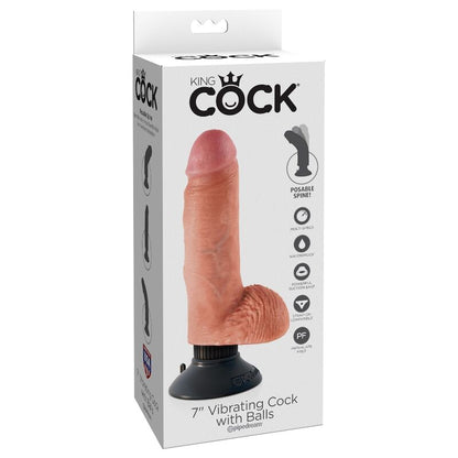 King cock dildo vibrante con palline 17,78 cm