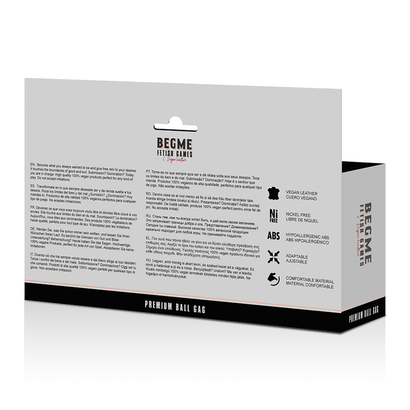 Begme black edition ball gag vegan in pelle