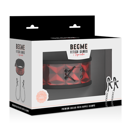Collana begme red edition con catene e capezzoli