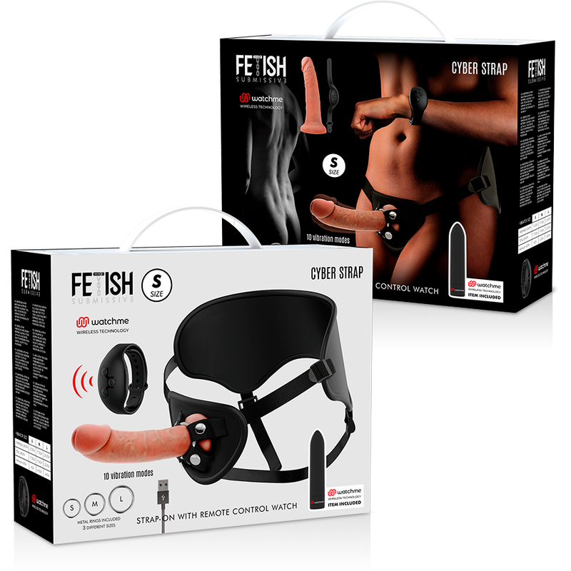 Strap-on dildo Fetish Submissive Cyber strap con orologio watchme e bullet vibrante S