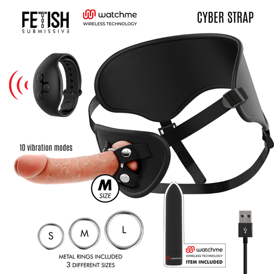 Strap-on dildo Fetish Submissive Cyber strap con orologio watchme e bullet vibrante M