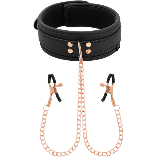 Coquette fantasy collar with nipples clamps