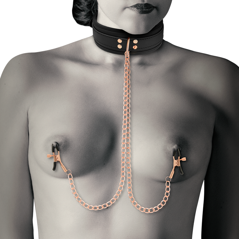 Coquette fantasy collar with nipples clamps