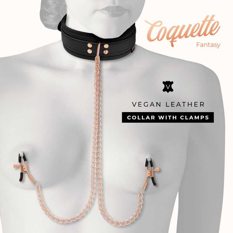 Coquette fantasy collar with nipples clamps