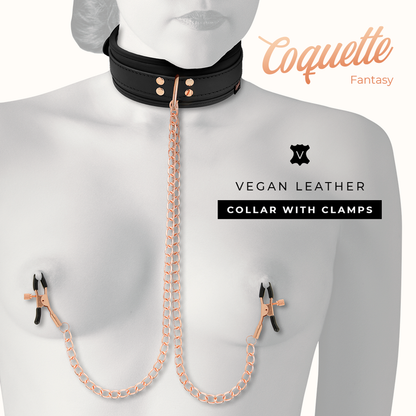 Coquette fantasy collar with nipples clamps