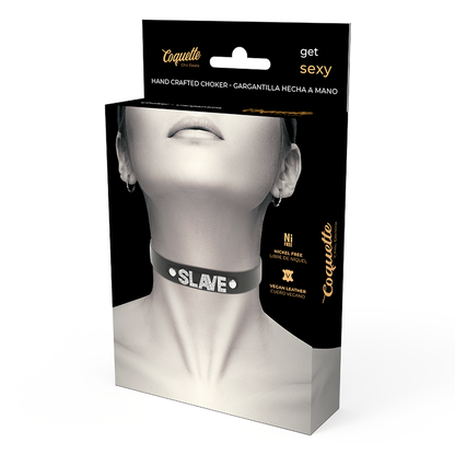 Coquette hand crafted choker vegan leather  - slave