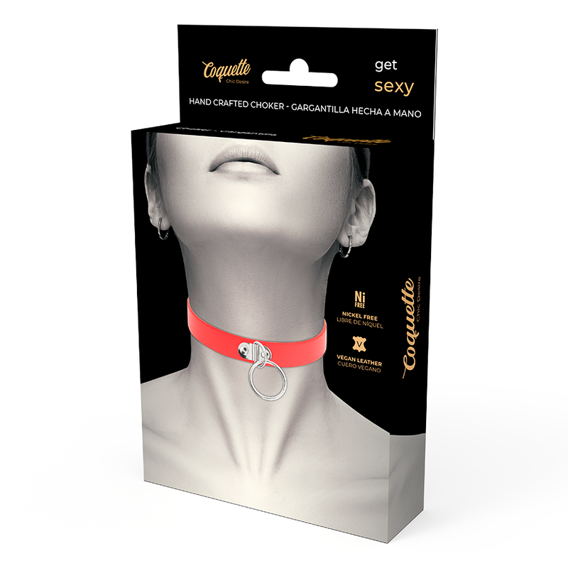 Coquette hand crafted choker fetish - red