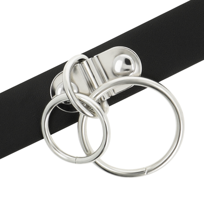 Coquette hand crafted choker vegan leather  - double ring