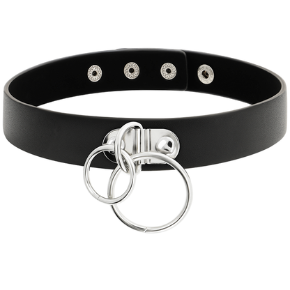 Coquette hand crafted choker vegan leather  - double ring