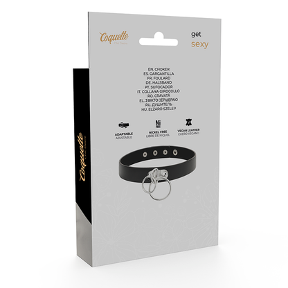 Coquette hand crafted choker vegan leather  - double ring