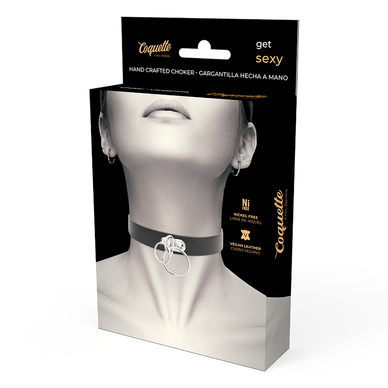 Coquette hand crafted choker vegan leather  - double ring