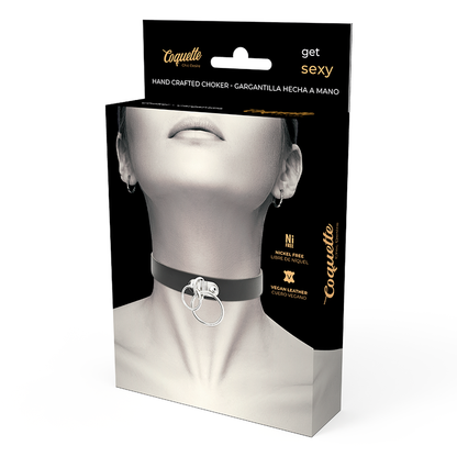 Coquette hand crafted choker vegan leather  - double ring