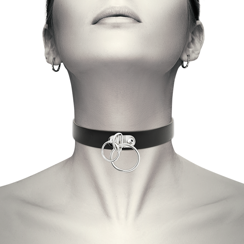 Coquette hand crafted choker vegan leather  - double ring