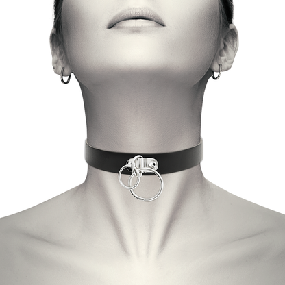 Coquette hand crafted choker vegan leather  - double ring