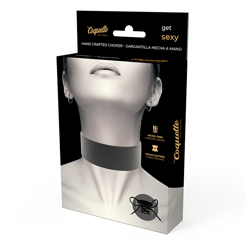 Coquette choker artisanal en cuir végétalien