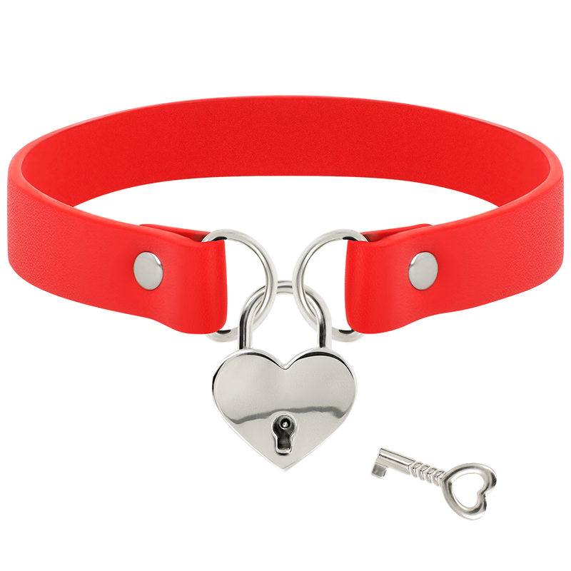 Coquette hand crafted choker keys heart - red