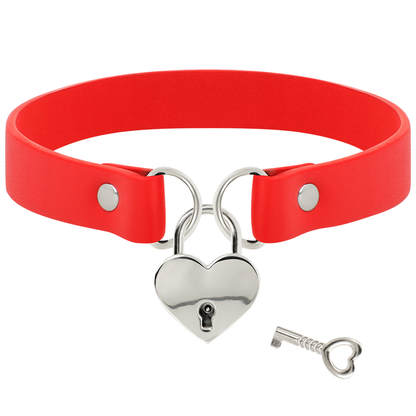 Coquette hand crafted choker keys heart - red